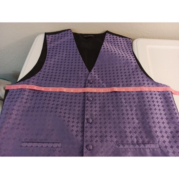 Men's Umo Lorenzo Formal Wear Purple/Black Satin Soft Button Vest Large - Picture 6 of 7